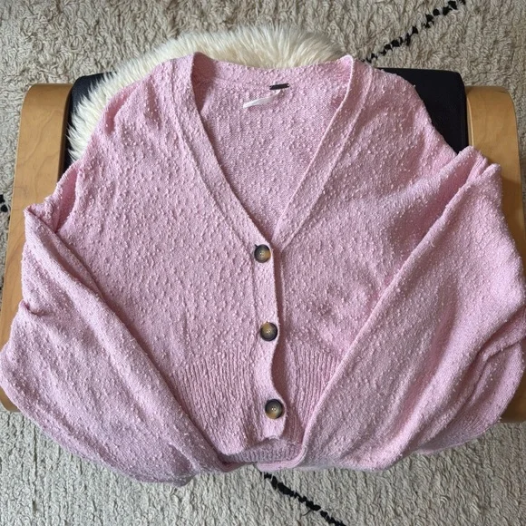 Free People Found My Friend Cardi Pink - Picture 3 of 7